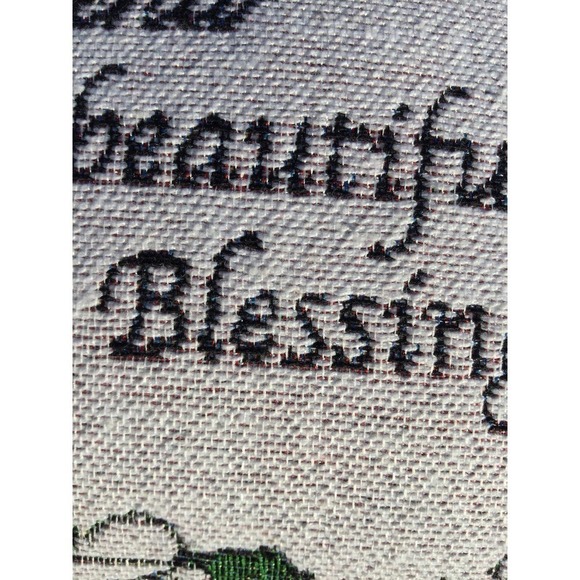 Tapestry accent pillow embroidered friend gift blessing Christmas white red - Picture 8 of 10